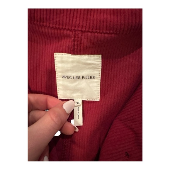 NWOT Anthropologie AVEC LES FILLES Cropped Corduroy Shacket Raspberry Red Sz XL - Picture 2 of 6